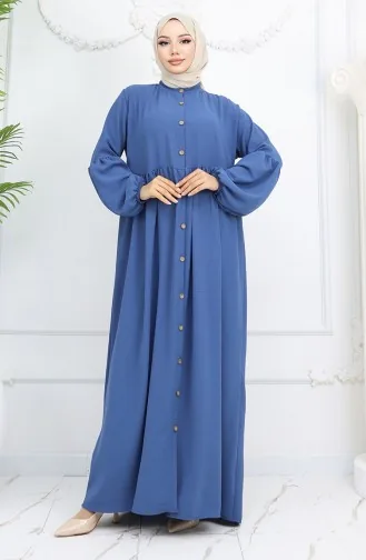 Aerobin Stoffen Jurk Met Knopen 0045-03 Indigo 0045-03