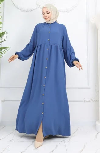 Aerobin Stoffen Jurk Met Knopen 0045-03 Indigo 0045-03