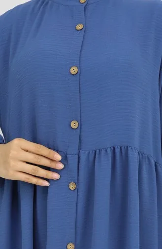 Aerobin Stoffen Jurk Met Knopen 0045-03 Indigo 0045-03