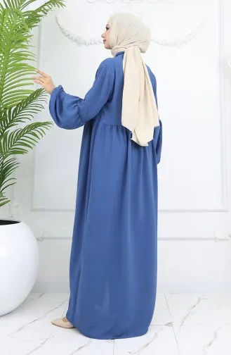 Aerobin Stoffen Jurk Met Knopen 0045-03 Indigo 0045-03