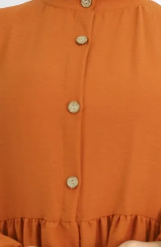 Aerobin Kumaş Boydan Düğmeli Elbise 0045-04 Kiremit