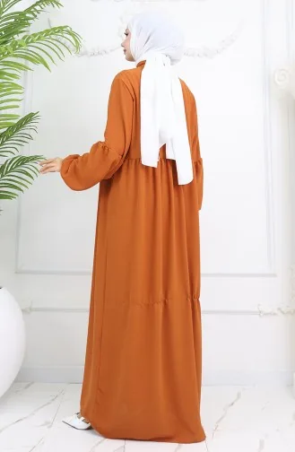 Aerobin Kumaş Boydan Düğmeli Elbise 0045-04 Kiremit