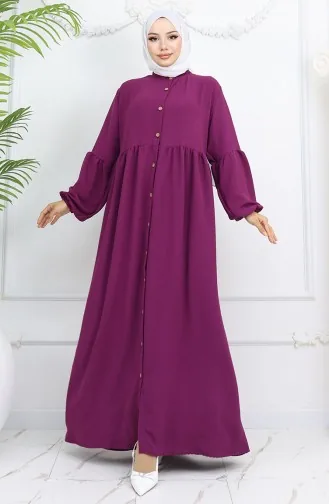 Aerobin Stoffen Jurk Met Knopen 0045-05 Pruim 0045-05