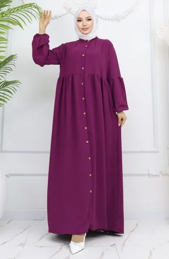 Aerobin Stoffen Jurk Met Knopen 0045-05 Pruim 0045-05