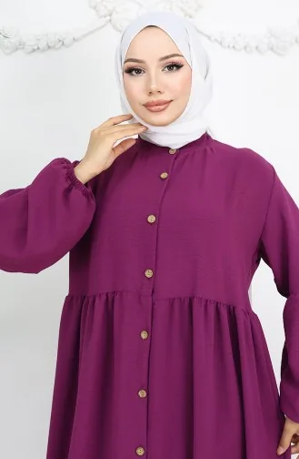 Aerobin Stoffen Jurk Met Knopen 0045-05 Pruim 0045-05