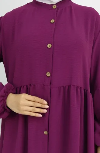 Aerobin Stoffen Jurk Met Knopen 0045-05 Pruim 0045-05