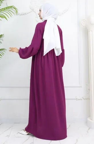 Aerobin Stoffen Jurk Met Knopen 0045-05 Pruim 0045-05