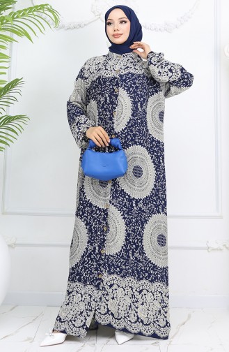 Navy Blue Hijab Dress 0047-03