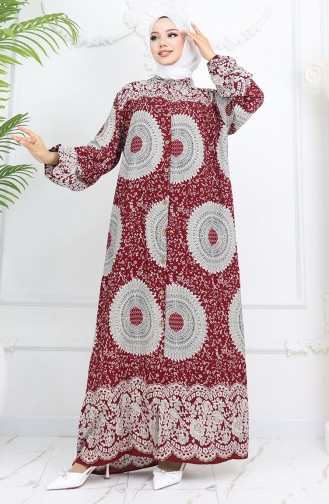 Claret Red Hijab Dress 0047-04