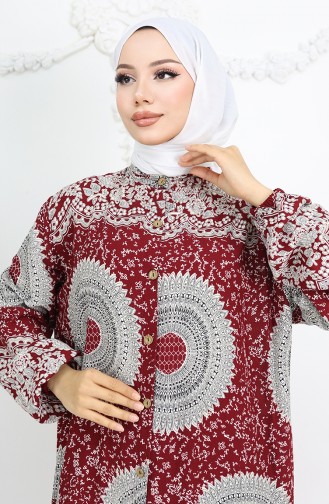 Claret Red Hijab Dress 0047-04