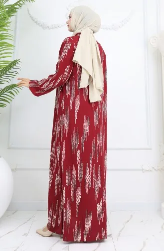 Viskon Kumaş Boydan Düğmeli Elbise 0049-01 Bordo