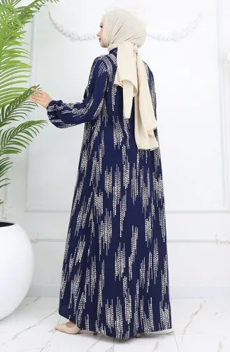 Viskon Kumaş Boydan Düğmeli Elbise 0049-03 Lacivert