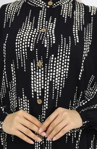 Viskon Kumaş Boydan Düğmeli Elbise 0049-04 Siyah