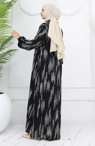 Viskon Kumaş Boydan Düğmeli Elbise 0049-04 Siyah