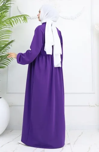Buttoned-down Elastic Sleeve Dress 2024-04 Purple 2024-04