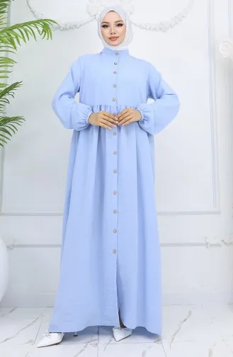 Button-Down Elastic Sleeve Dress 2024-06 Baby Blue 2024-06