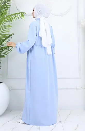 Button-Down Elastic Sleeve Dress 2024-06 Baby Blue 2024-06