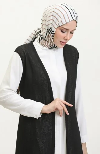 Plus Size Flowy Lang Seizoensvest 8739-04 Zwart 8739-04