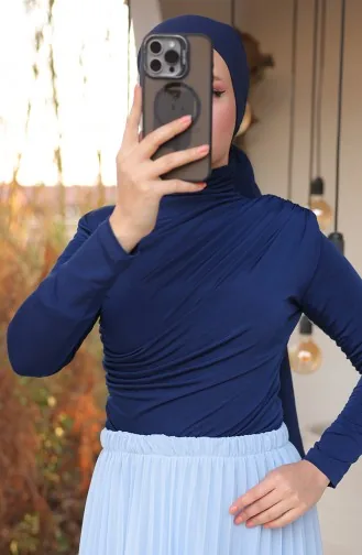 Balıkçı Yaka Bluz 71264-04 Lacivert