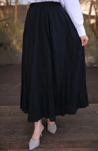 Voile Ausgestellter Rock 71258-01 Schwarz 71258-01