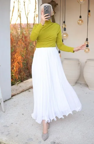 Jupe Plissée En Mousseline Blanche 71262-05 71262-05
