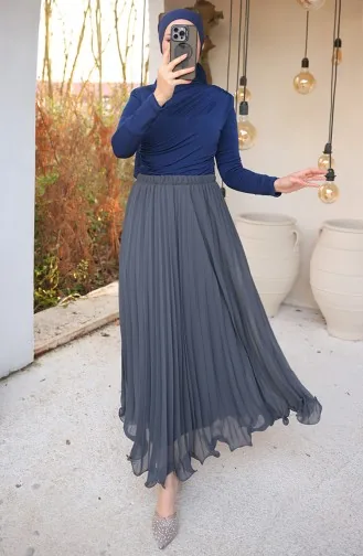 Pleated Chiffon Skirt 71262-09 Dark Gray 71262-09