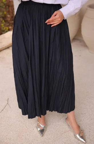 Jupe Plissée à Taille élastique 71268-02 Bleu Marine 71268-02