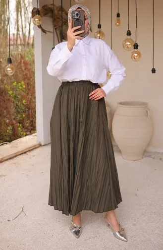 Jupe Plissée à Taille élastique 71268-04 Kaki 71268-04