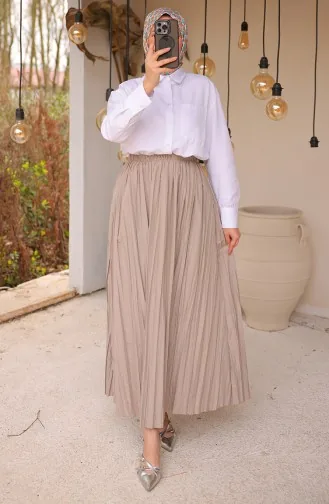 Jupe Plissée à Taille élastique 71268-05 Beige 71268-05