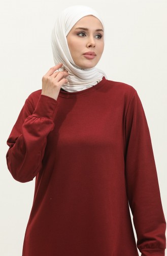 İki İplik Tunik Pantolon İkili Takım 0001-12 Koyu Bordo