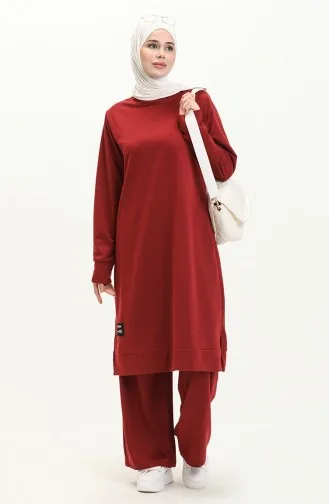 Tweedelige Tuniek En Broekset 0001-13 Claret Red 0001-13