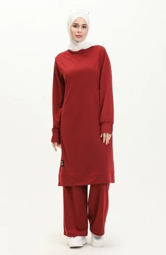 Tweedelige Tuniek En Broekset 0001-13 Claret Red 0001-13