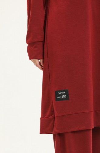 İki İplik Tunik Pantolon İkili Takım 0001-13 Bordo