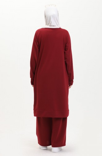 İki İplik Tunik Pantolon İkili Takım 0001-13 Bordo
