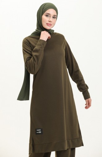 İki İplik Tunik Pantolon İkili Takım 0001-14 Haki