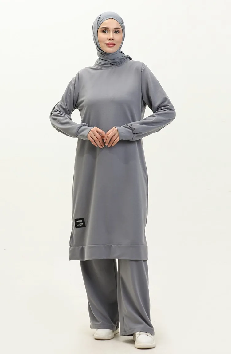 Two-Piece Tunic And Trouser Set 0001-15 Gray 0001-15