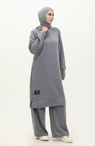 Two-Piece Tunic And Trouser Set 0001-15 Gray 0001-15