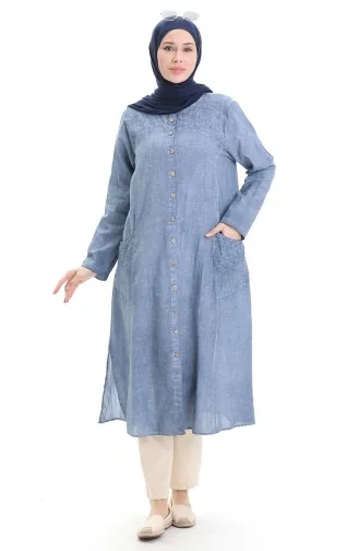 Şile Cloth Authentic Buttoned Tunic 8082-06 Ice Blue 8082-06