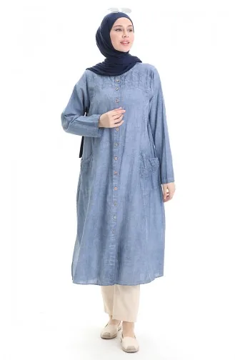 Şile Cloth Authentic Buttoned Tunic 8082-06 Ice Blue 8082-06