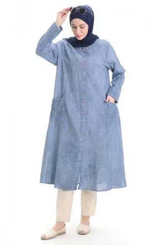 Şile Cloth Authentic Buttoned Tunic 8082-06 Ice Blue 8082-06