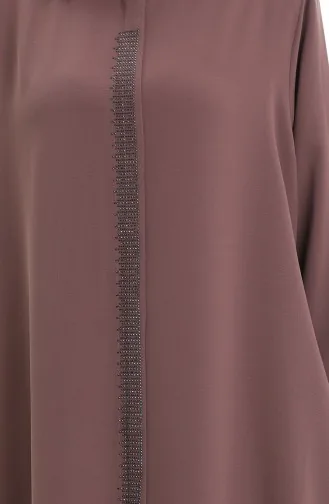 Grote Abaya Met Stenen Print 5067-08 Melkkoffie 5067-08