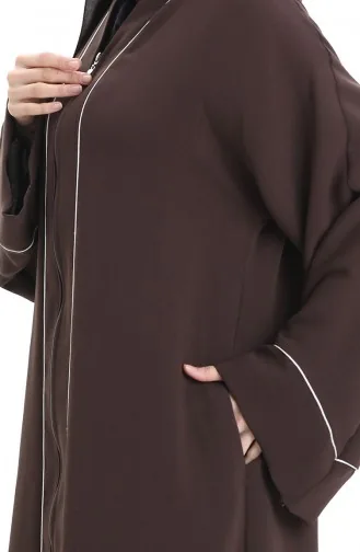 Abaya En Tissu Modal Avec Passepoil Abaya 4470-01 Marron 4470-01