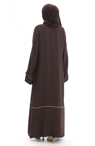 Abaya En Tissu Modal Avec Passepoil Abaya 4470-01 Marron 4470-01