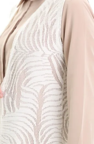 سترة طويلة من الدانتيل 8742A-01 بيضاء 8742A-01