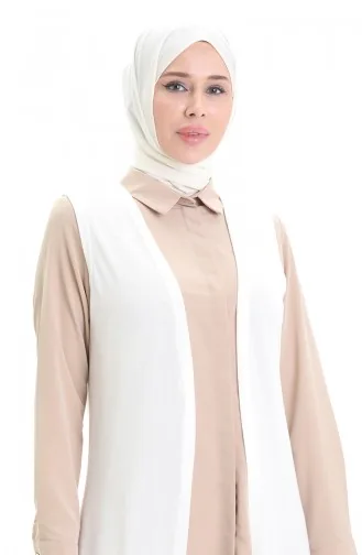 Viscose Gekamd Katoen Lang Casual Vest 8744-02 Ecru 8744-02