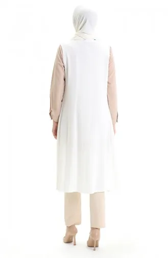 Viscose Gekamd Katoen Lang Casual Vest 8744-02 Ecru 8744-02