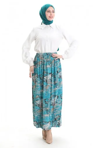 Jupe En Viscose à Taille élastique 2010-02 Vert 2010-02