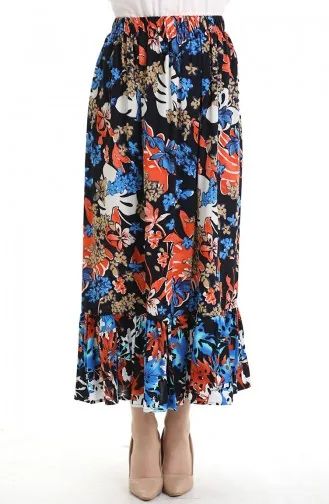 Viscose Stof Elastische Taille Ruche Rok 2012C-02 Zwart Saxe 2012C-02