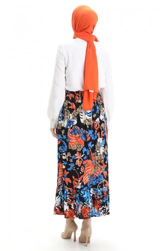 Viscose Stof Elastische Taille Ruche Rok 2012C-02 Zwart Saxe 2012C-02