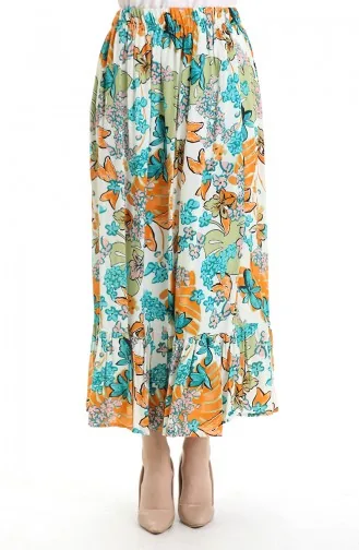 Viscose Stof Elastische Taille Ruche Rok 2012C-03 Oranje 2012C-03